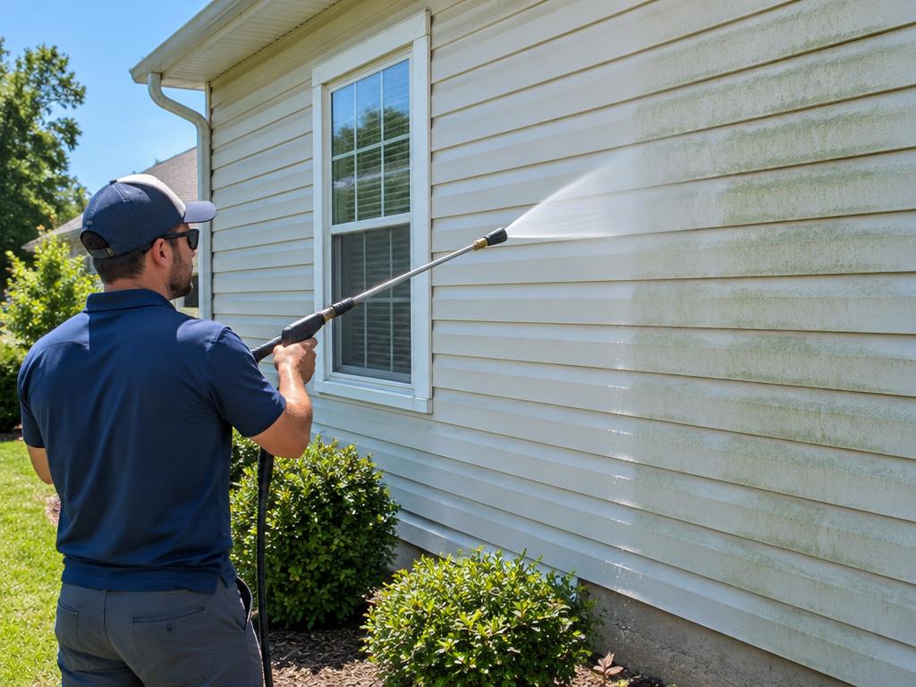 Washing mildew off a house's vinyl siding
